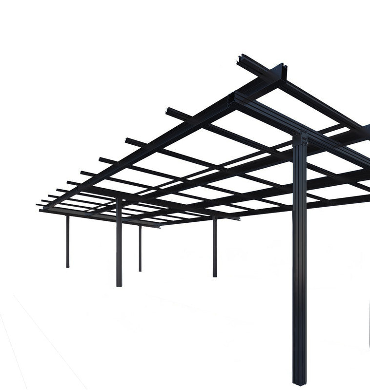 Carport Doppelcarport Gestell für 2 Autos - Überdachung für Autos - Aluminium, Schwarz