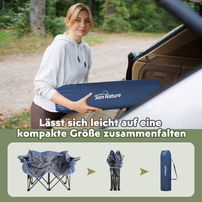 HOMECALL Campingstuhl 2 Personen faltbar – Doppel Campingsofa bis 360 kg, stabile Camping Couch mit Rückenlehne