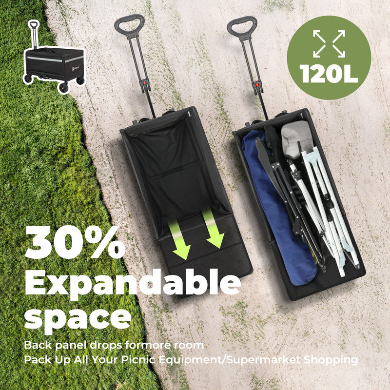 HOMECALL Bollerwagen faltbar 120 L – Handwagen Transportwagen bis 150 kg belastbar mit Regenhülle | B-Ware Sonderposten