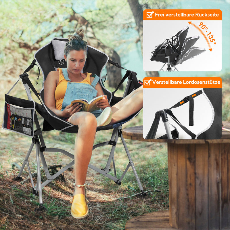 HOMECALL Camping Schaukelstuhl klappbar – Hängesessel mit Rückenverstellung bis 180 kg belastbar | B-Ware Sonderposten