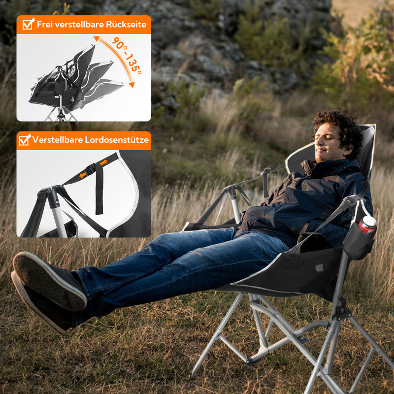 HOMECALL Camping Schaukelstuhl klappbar – Hängesessel mit Rückenverstellung bis 180 kg belastbar | B-Ware Sonderposten